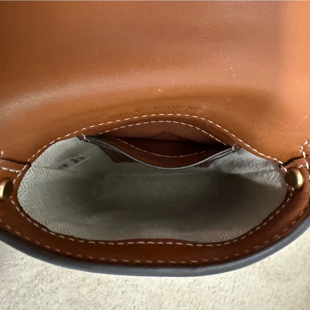 Tory Burch‎ Miller Metal Phone Crossbody Purse Bag in Aged Camello Leather EUC